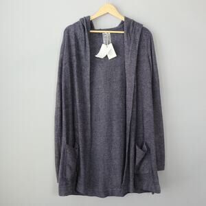 Barefoot Dreams Cozychic Lite Cardigan L Blue Hooded